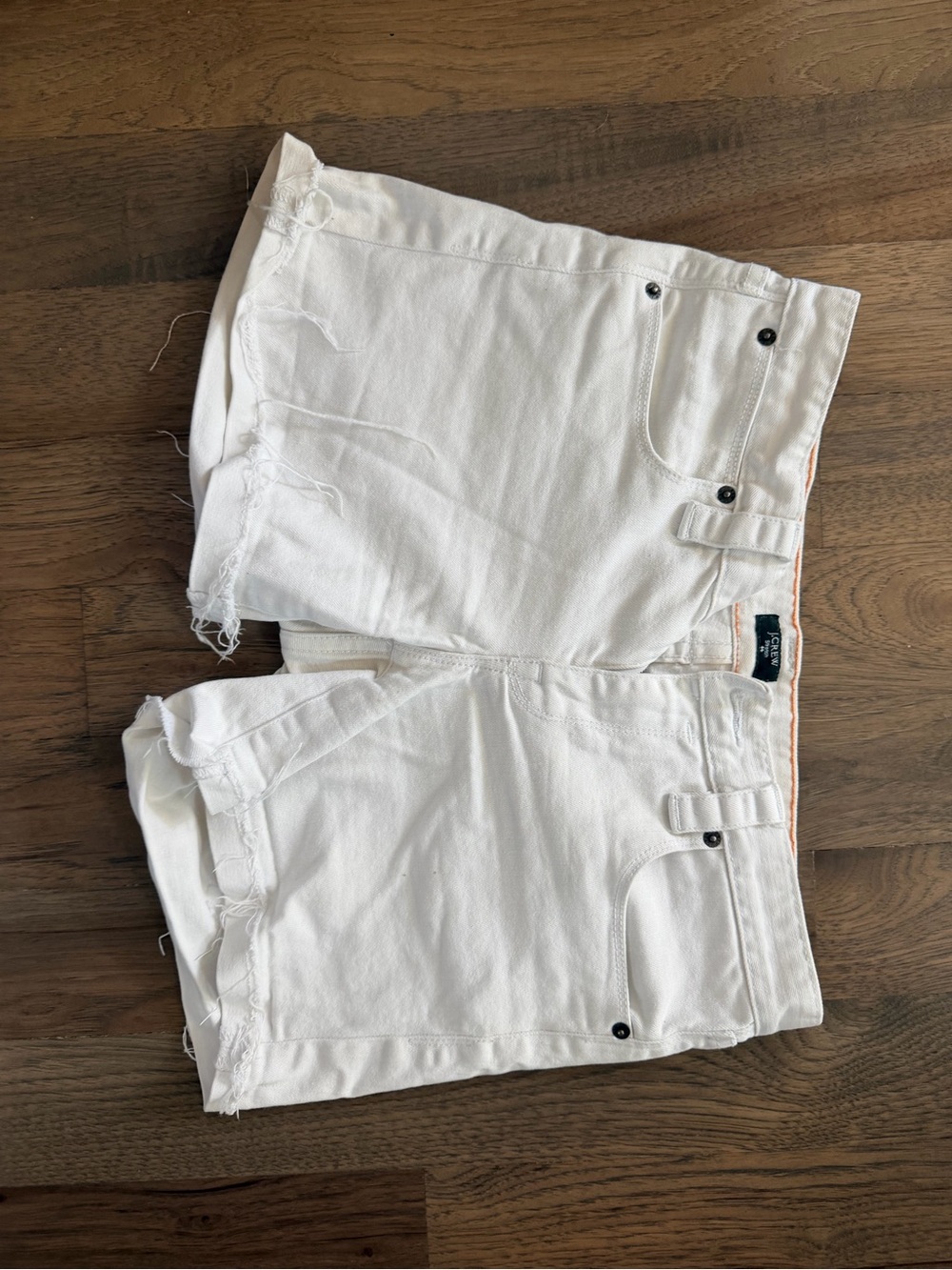 J. Crew White Frayed Hem Denim Shorts